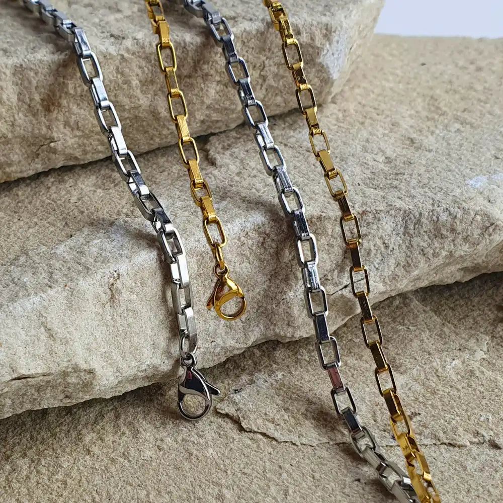 18K gold plated and classic silver Bold Links Chain necklace and bracelet set with thick link design and adjustable lengths