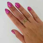 Gold-plated My Forever Love ring with an adjustable fit, crafted in stainless steel with a timeless, love-inspired design