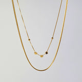Gold-plated 3 Wishes Necklace featuring three delicate stars, symbolizing hope, dreams, and endless possibilities. Elegant and timeless, perfect for adding sophistication to any outfit.