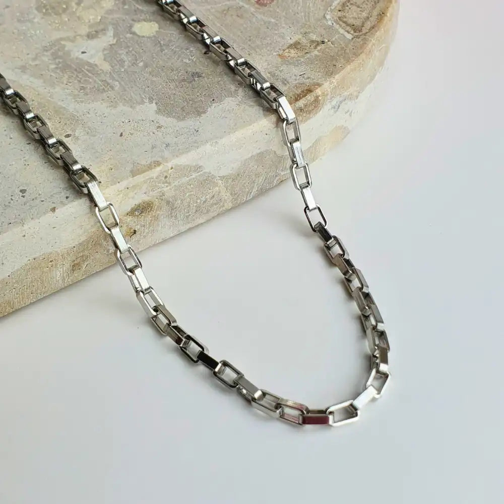 Bold Links Chain Necklaces in silver available in shorter 45cm + 5cm or longer 60cm + 5cm. Perfect for everyday layering or solo styling.