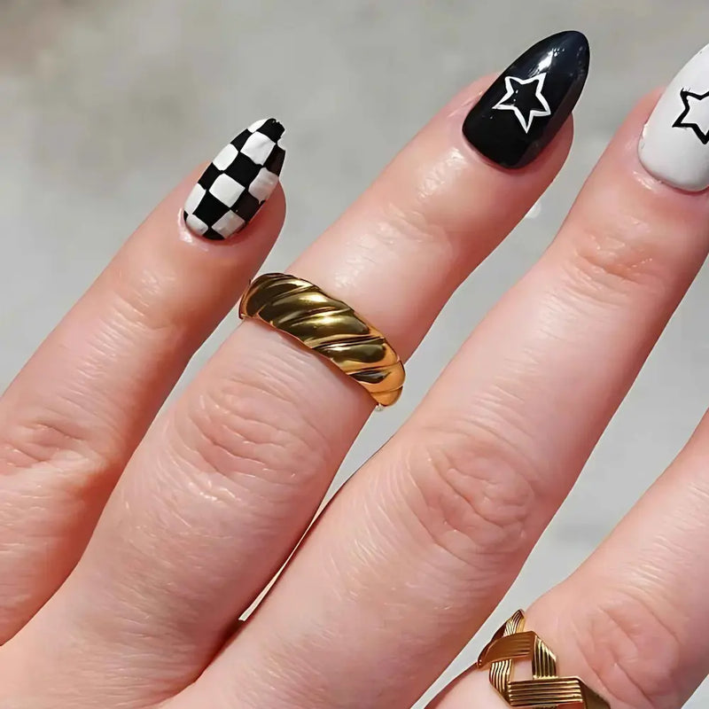 Crescent Elegance open ring in gold-plated stainless steel with minimalist curved design, also available in silver