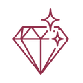 Diamond icon with tagline “Curvy, petite, bold or chill - our jewellery’s made to fit you,” celebrating inclusive, size-friendly design by Divine Me Essentials.