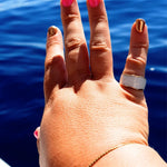 Size 9 Timeless elegance open ring on a plus size woman. Stunning unique and bold ring in gold and white. 