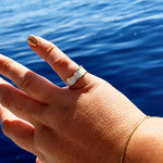 SMile and wave open ring in 18k gold plated and white. Stunning and unique ring on a plus sized woman.