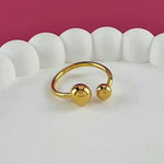 Golden Duo Ring in 18K gold with stacked effect and hypoallergenic open band