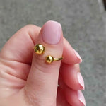 Elegant Golden Duo gold-plated stainless steel adjustable ring styled with modern accessories