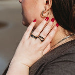 Flowing waters adjustable ring in gold and black. Resizeable stunning ring. 