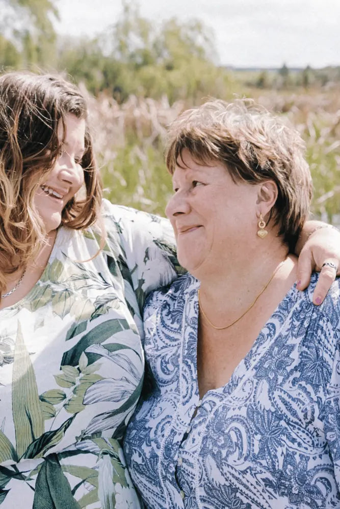 Wendy with her mum who is wearing Divine Me Essentials Jewellery - the perfect mothers day gift.
