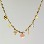 Bold Treasures Necklace featuring stunning 18K gold-plating and colourful charms, available in a 40cm+5cm length. Waterproof, hypoallergenic, and tarnish-resistant, perfect for bold self-expression.