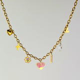 Bold Treasures Necklace featuring stunning 18K gold-plating and colourful charms, available in a 40cm+5cm length. Waterproof, hypoallergenic, and tarnish-resistant, perfect for bold self-expression.