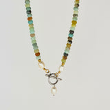 Emerald City Freshwater Pearl Necklace with lustrous pearls and a versatile gold and silver mixed-metal toggle clasp, available in 50cm and 60cm lengths. Crafted with 18K gold-plating and stainless steel