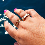 x2 heart adjustable rings in gold on plus size hand in NZ